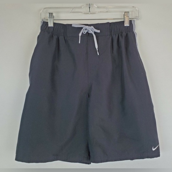 Nike Swim Trunks Mens Small size Black Shorts Swimwear Brief Lined Swoosh Beach - Picture 7 of 8